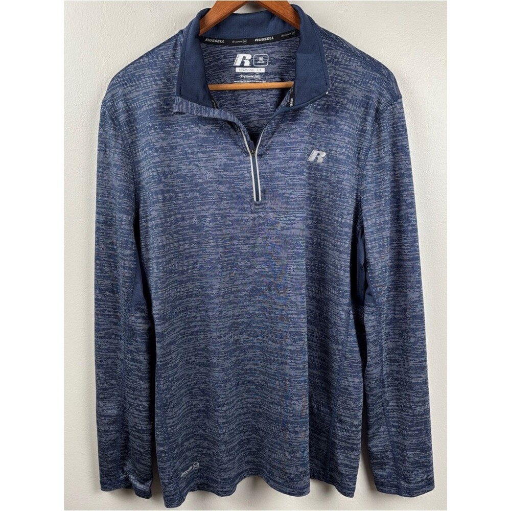 Russell Athletic Navy Space-Dyed Training Fit 1/4 zip Pullover Medium dri-power